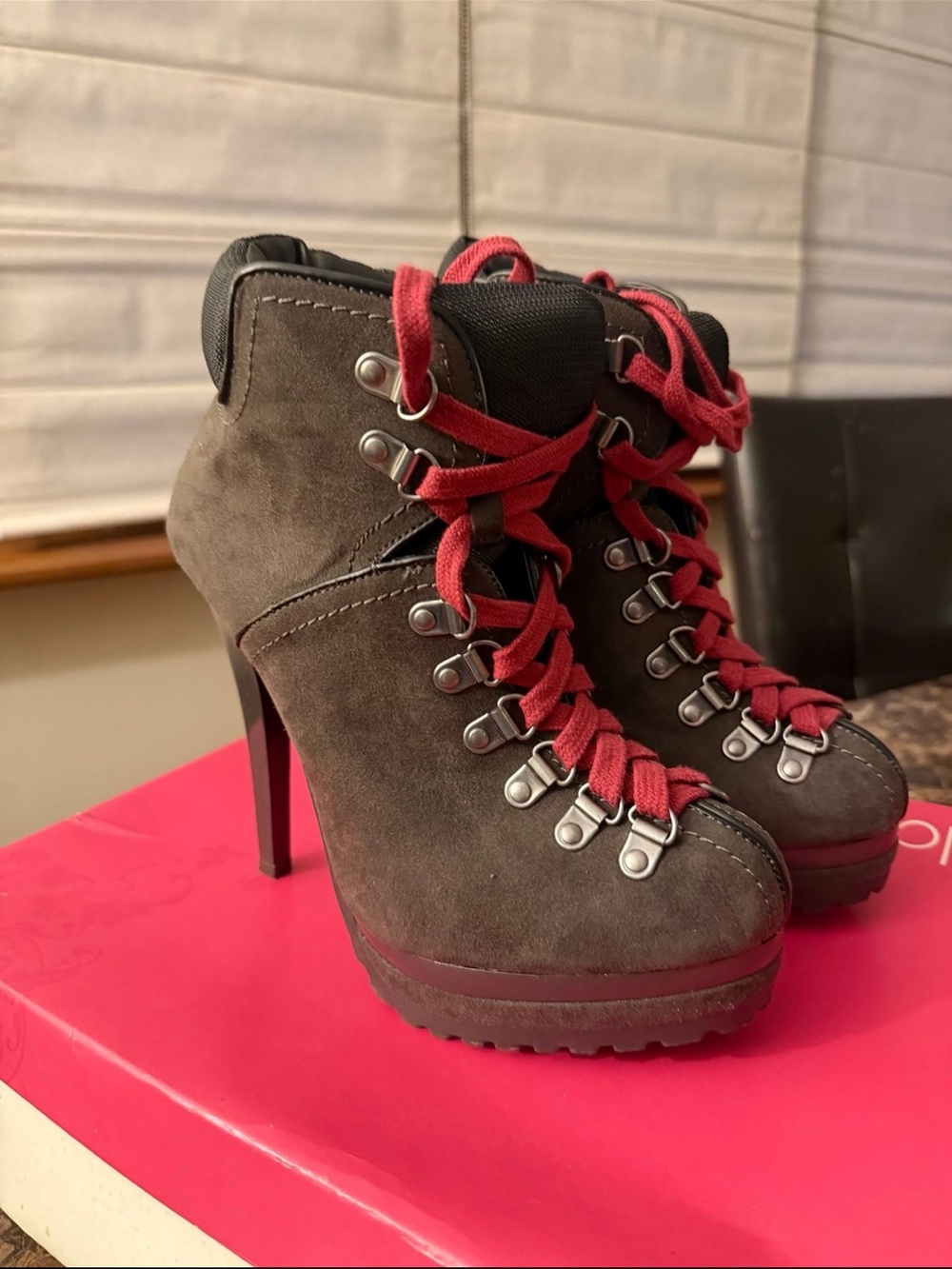 Brand new Xhilaration Keava Spike Heel Lace Up Boots size 8 grey